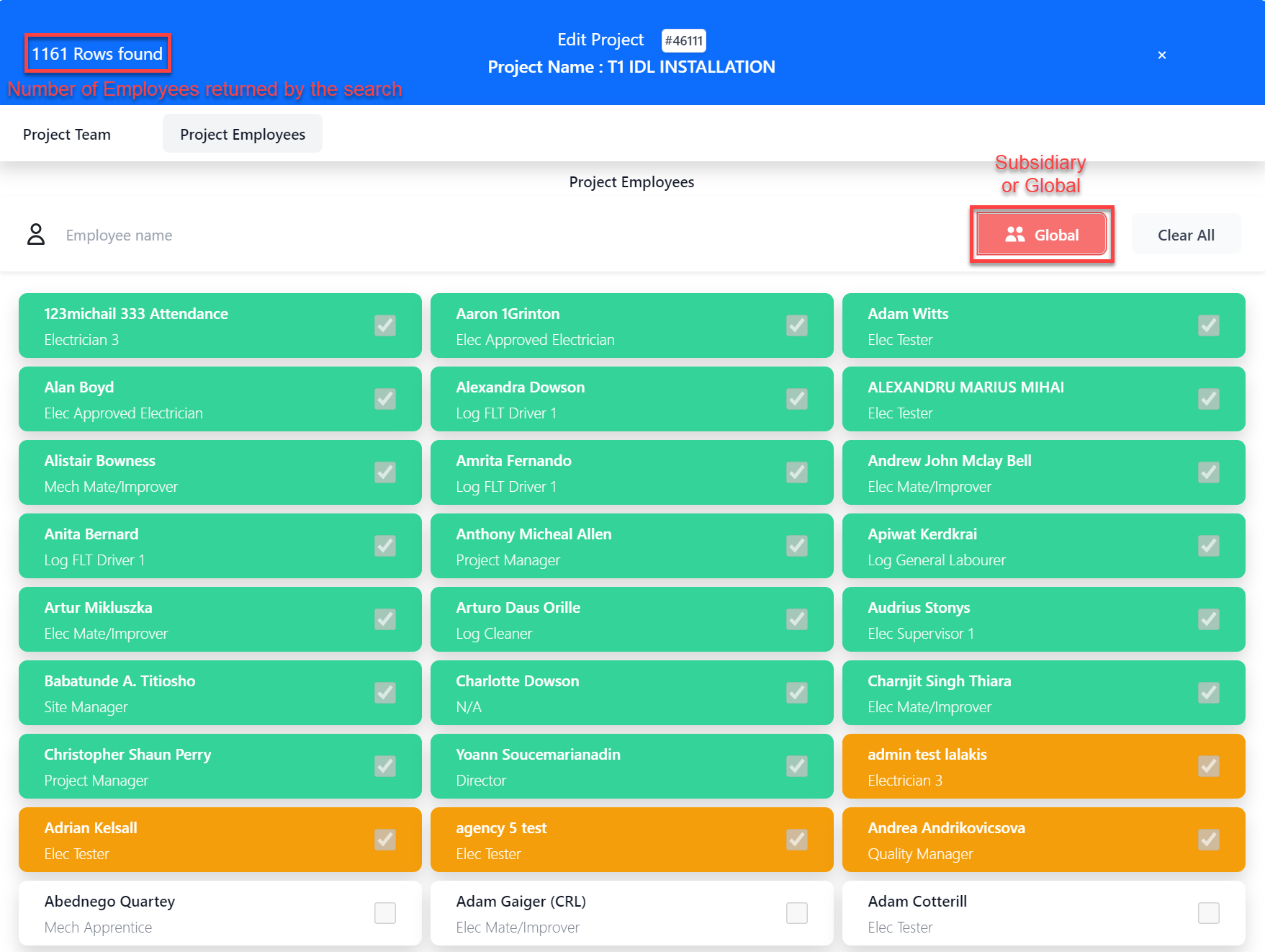 Project Employee Allocation (Global)