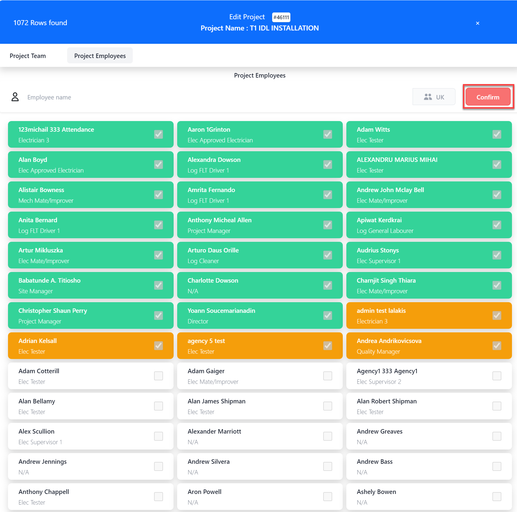 Project Employee De-Allocation Step 2