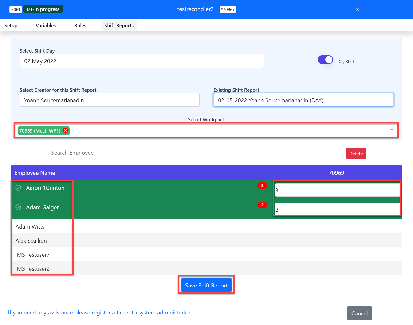 Project Shift Report Update