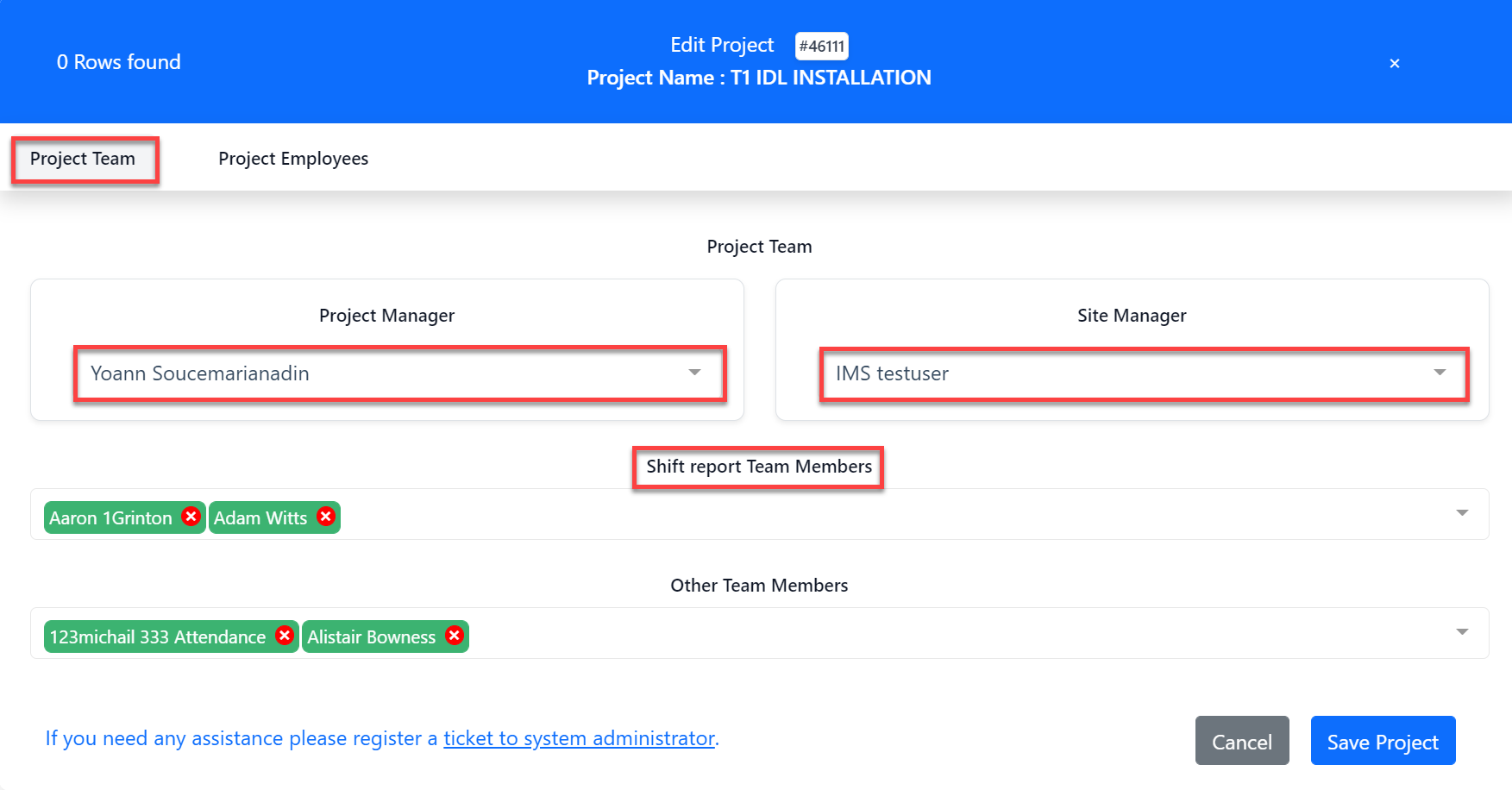 Project Team Allocation