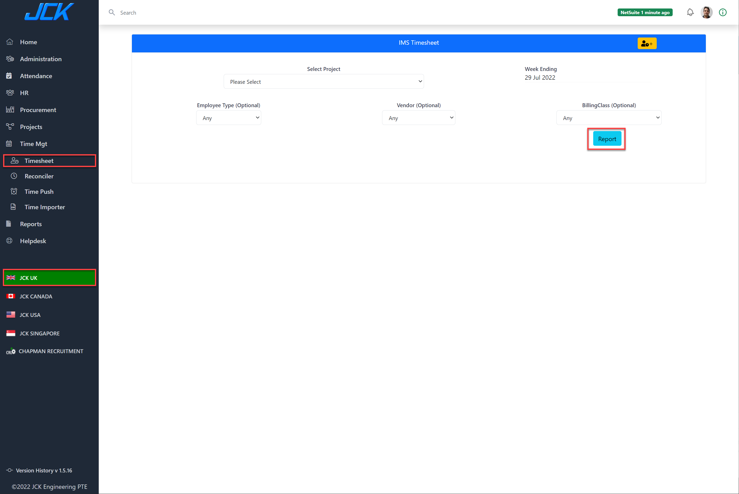 Timesheet Report