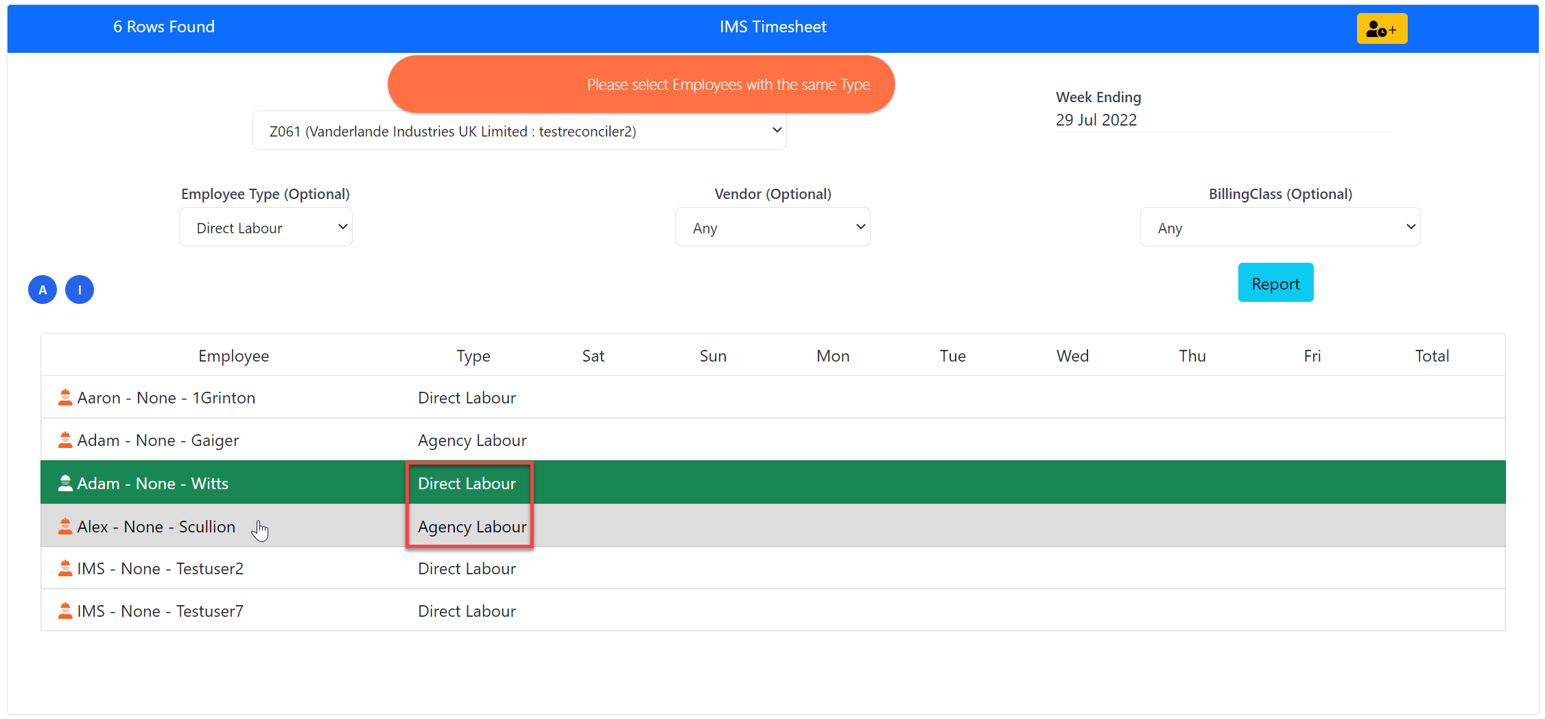 Timesheet Error